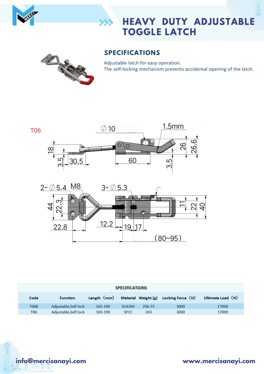 Heavy Duty Adjustable Toggle Latch | T06
