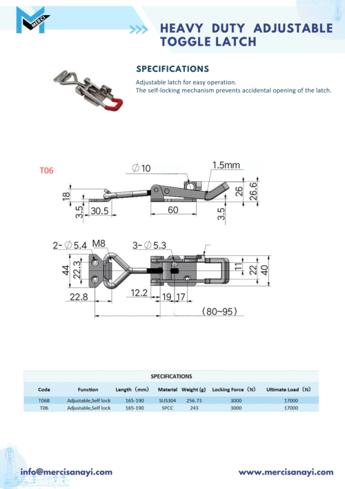 Heavy Duty Adjustable Toggle Latch | T06