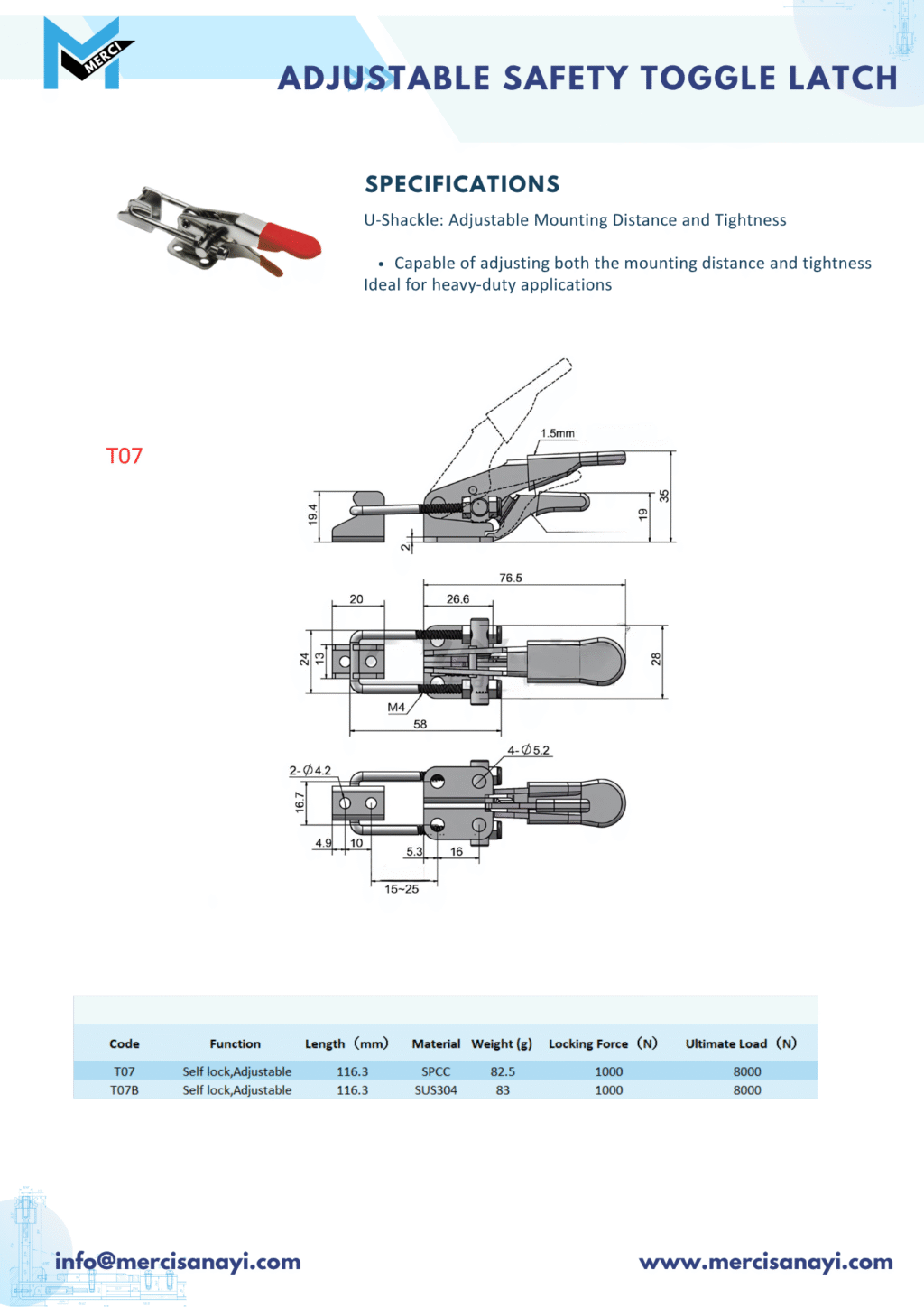 Adjustable Safety Toggle Latch | T07