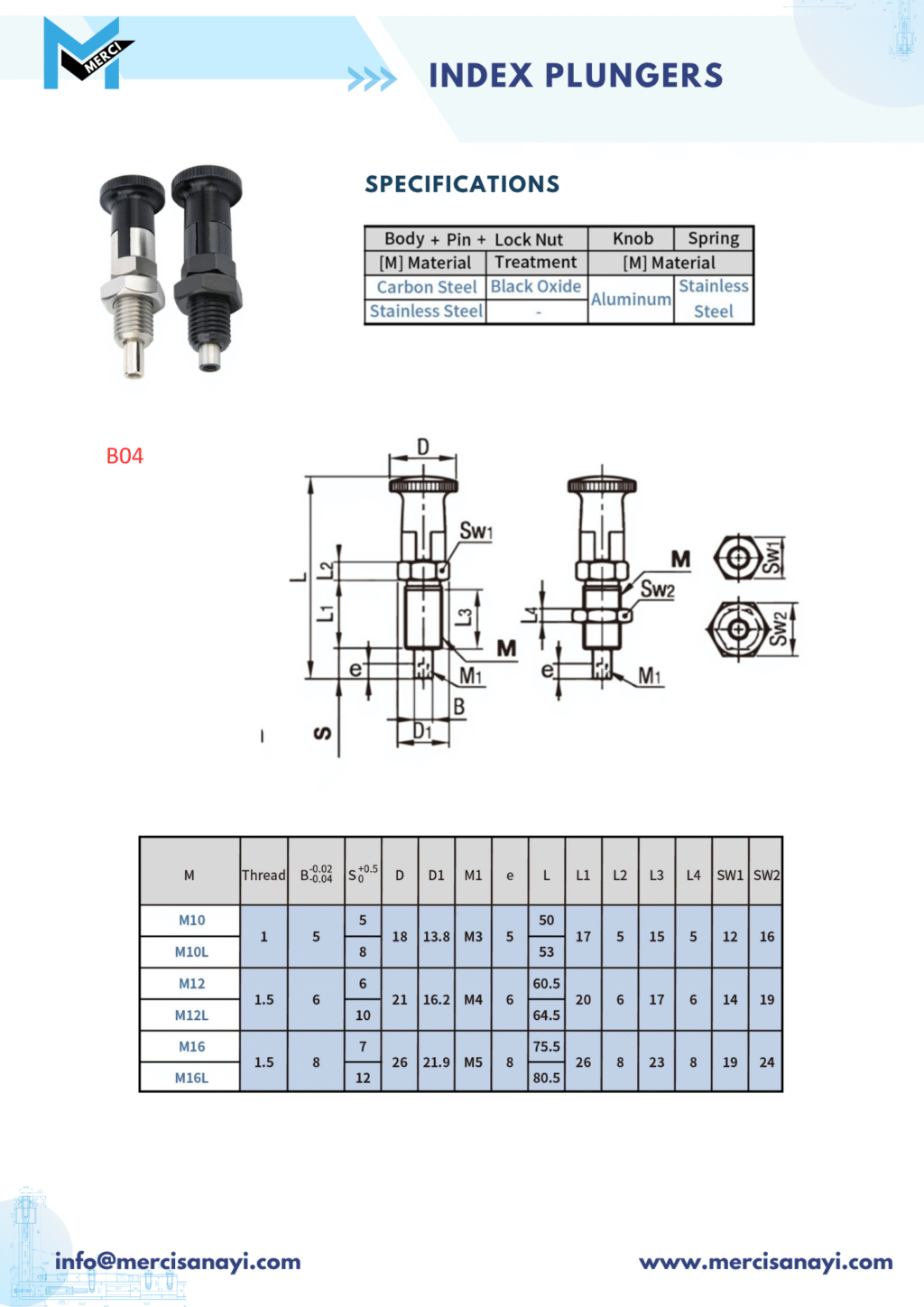 Index Plungers | B04