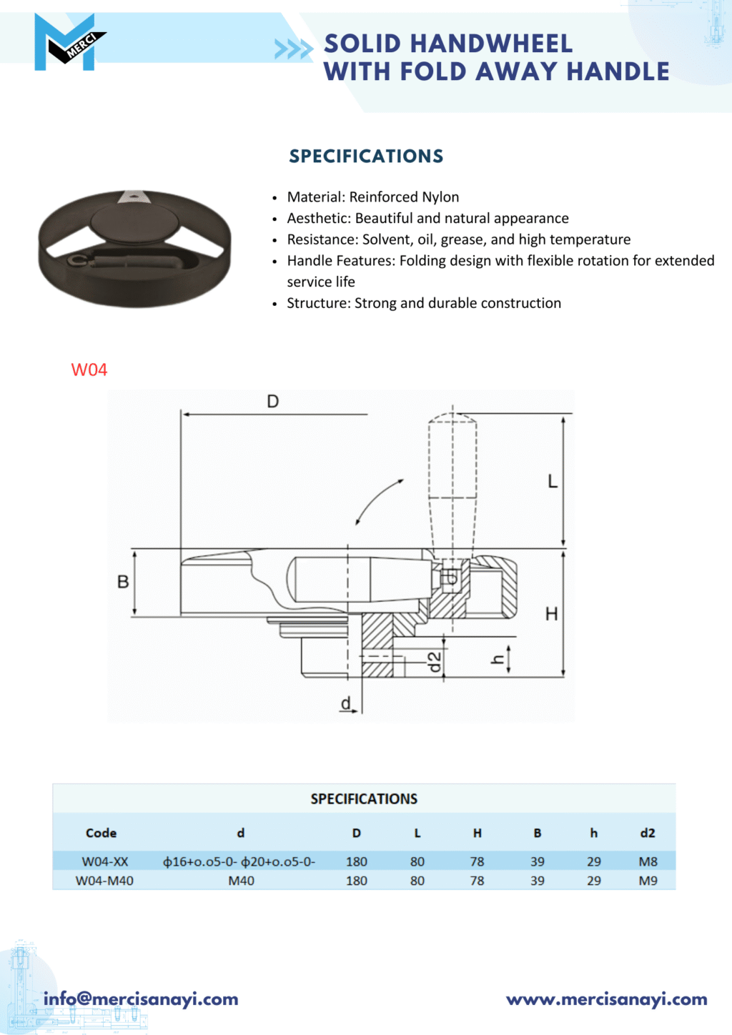 New- Solid Handwheel With Fold Away Handle | W04