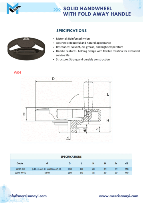 New- Solid Handwheel With Fold Away Handle | W04