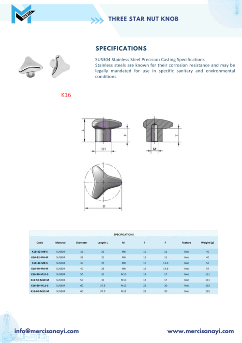 Three Star Nut Knob | K16