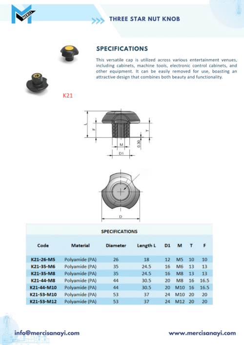 Three Star Nut Knob | K21