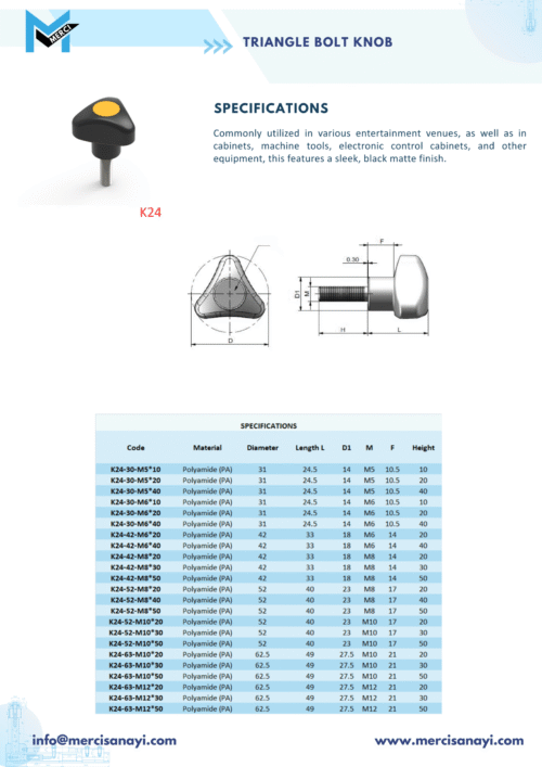 Triangle Bolt Knob | K24