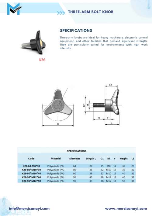 Three-Arm Bolt Knob | K26