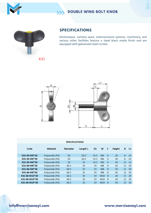 Double Wing Bolt Knob | K31