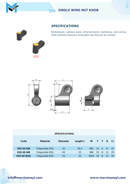 Single Wing Nut Knob | K32