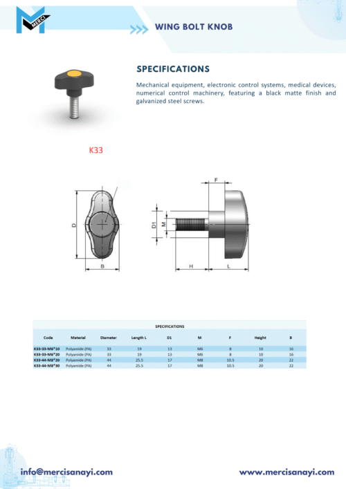 Wing Bolt Knob | K33