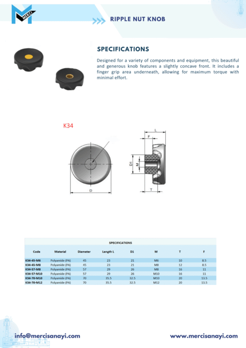 Ripple Nut Knob | K34