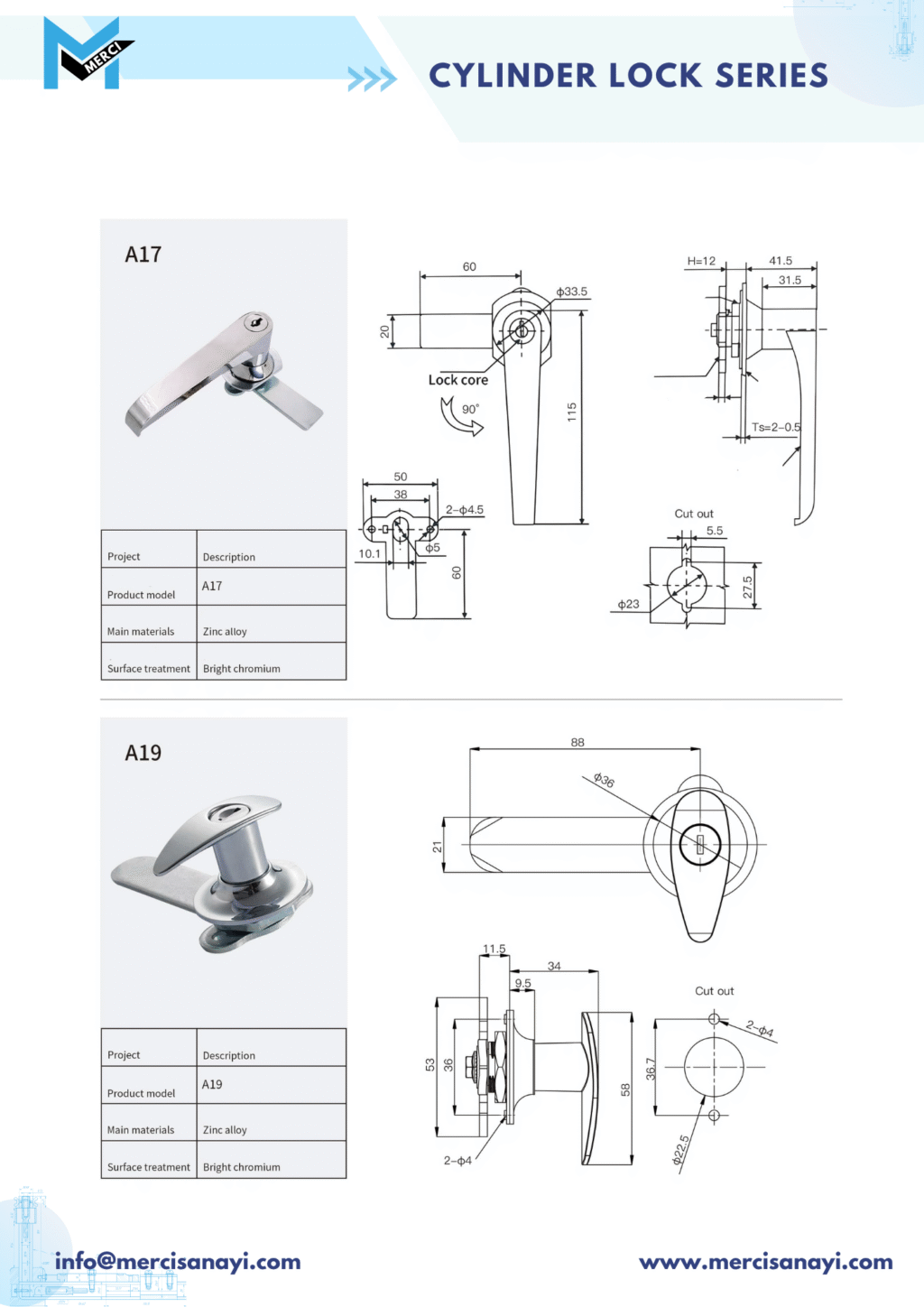 Cylinder Lock Series | A17, A19