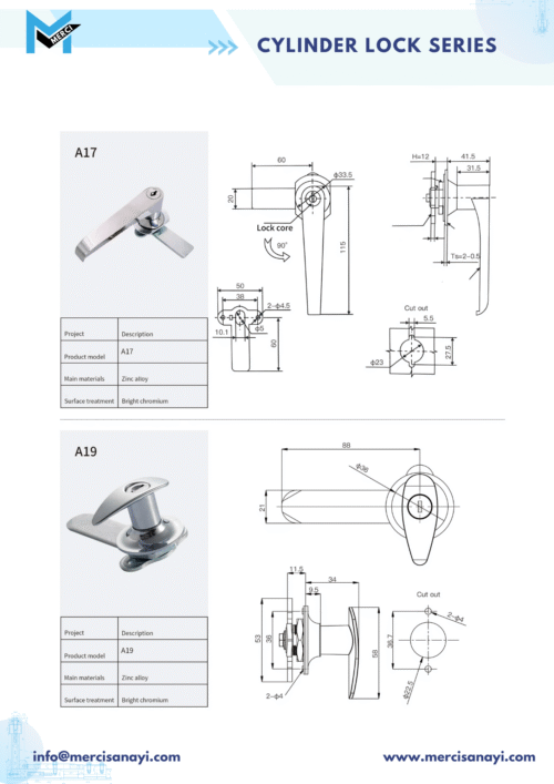 Cylinder Lock Series | A17, A19