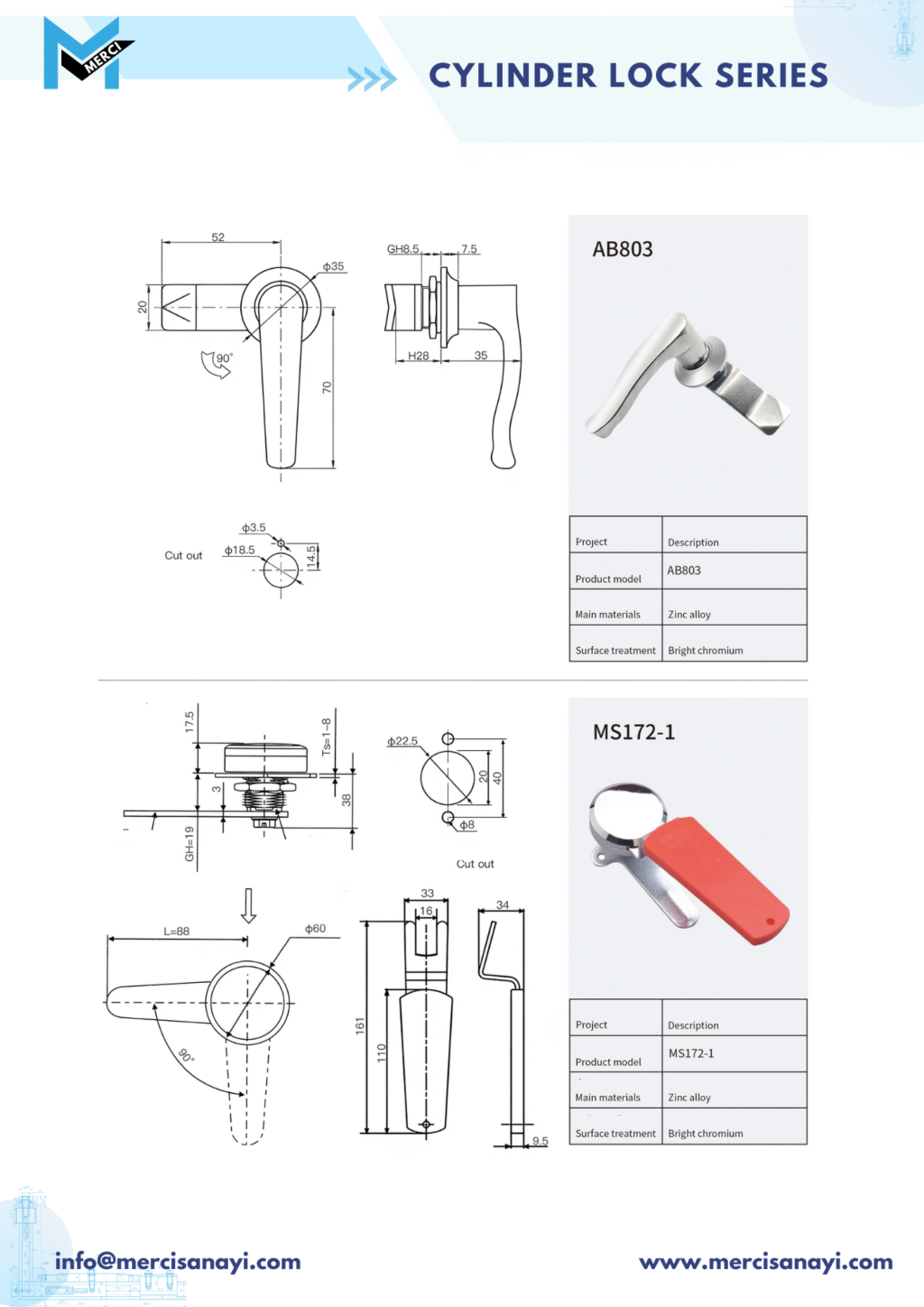 Cylinder Lock Series | AB803, MS172-1