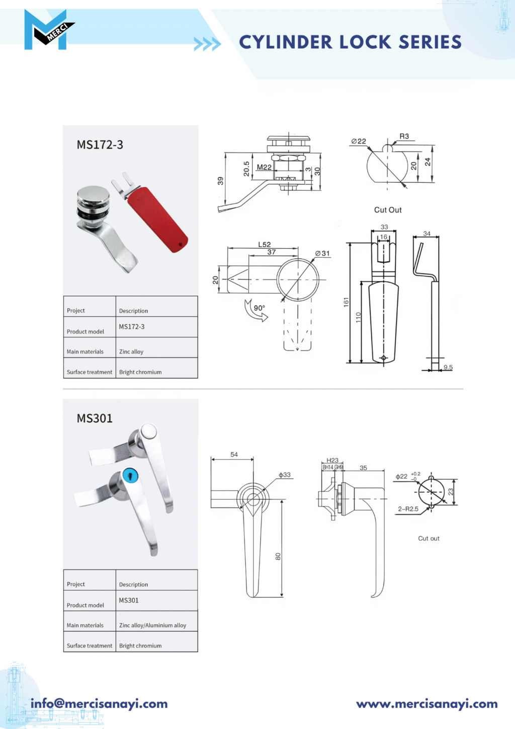 Cylinder Lock Series | MS172-3, MS301