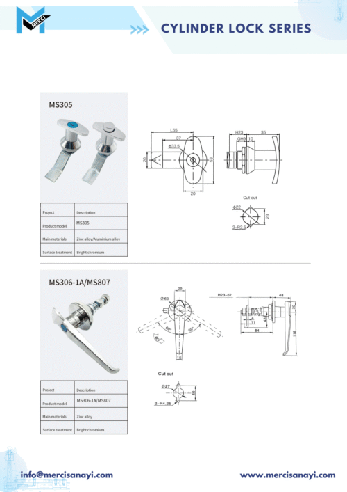 Cylinder Lock Series | MS305, MS306-1A/MS807