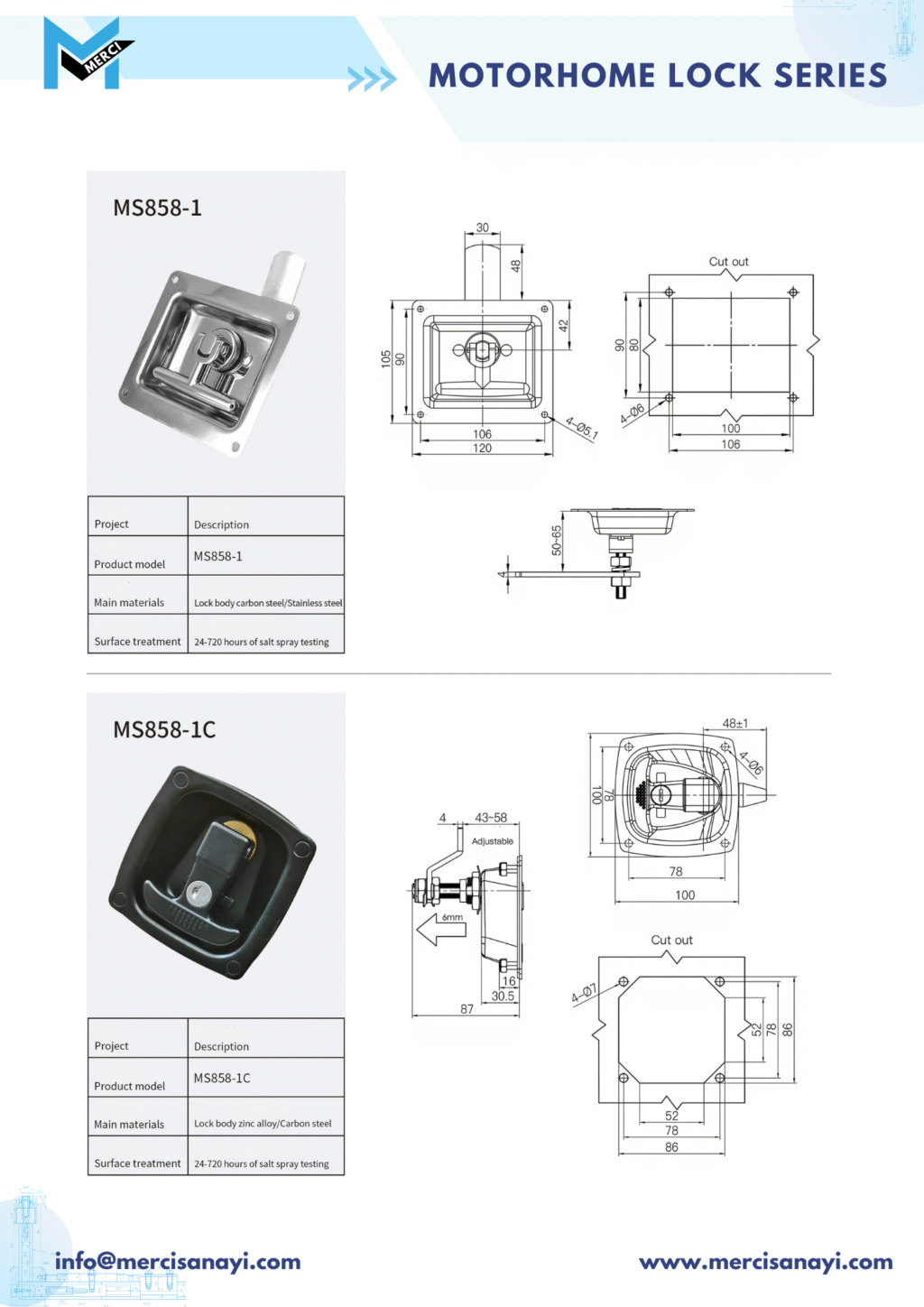 Motorhome Lock Series | MS858-1, MS858-1C Motorhome Lock Series | MS858-1, MS858-1C