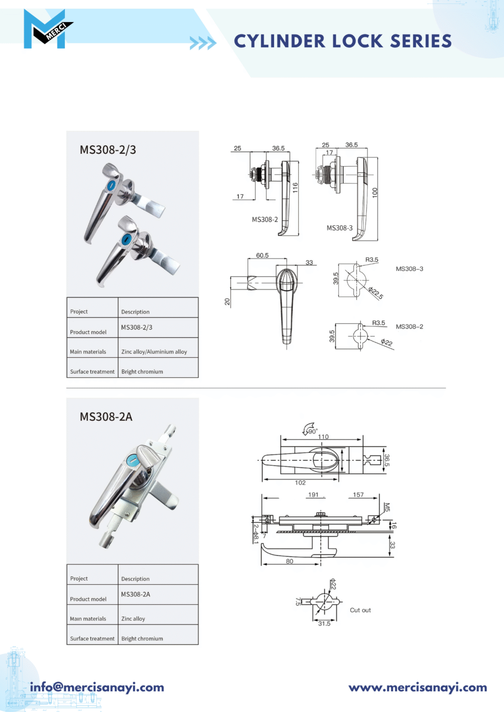 Cylinder Lock Series | MS308-2/3, MS308-2A