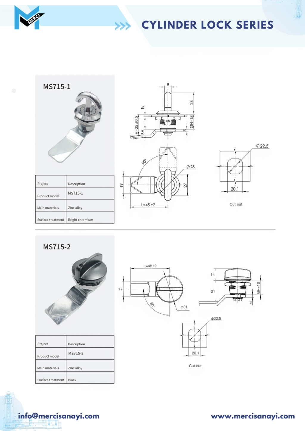 Cylinder Lock Series | MS715-1, MS715-2