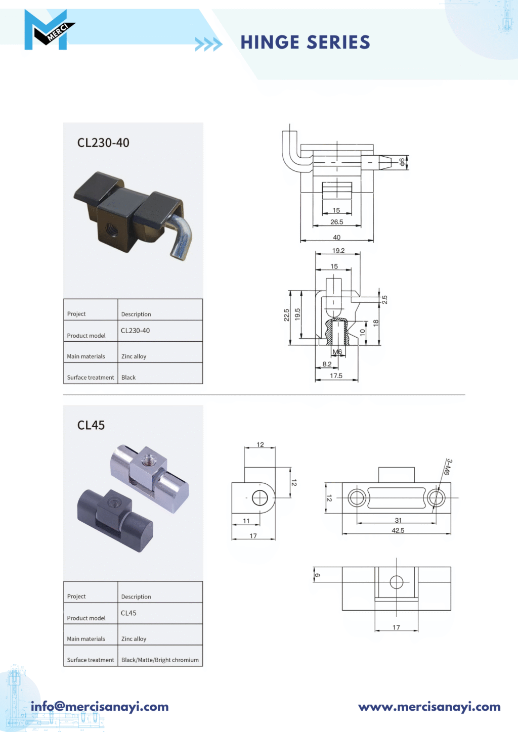 Hinge Series | CL230-40, CL45