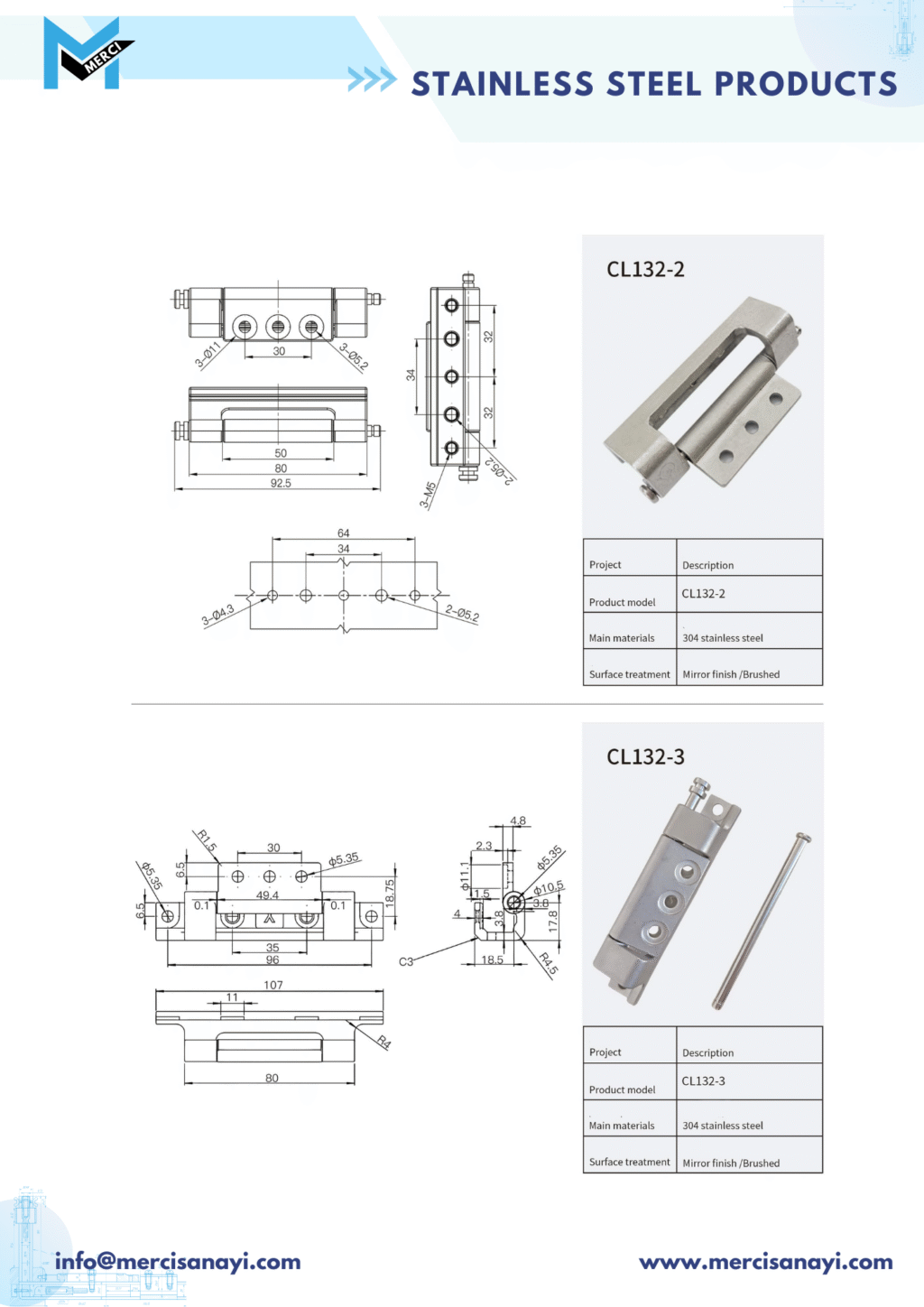 Stainless Steel Products | CL132-2, C132-3