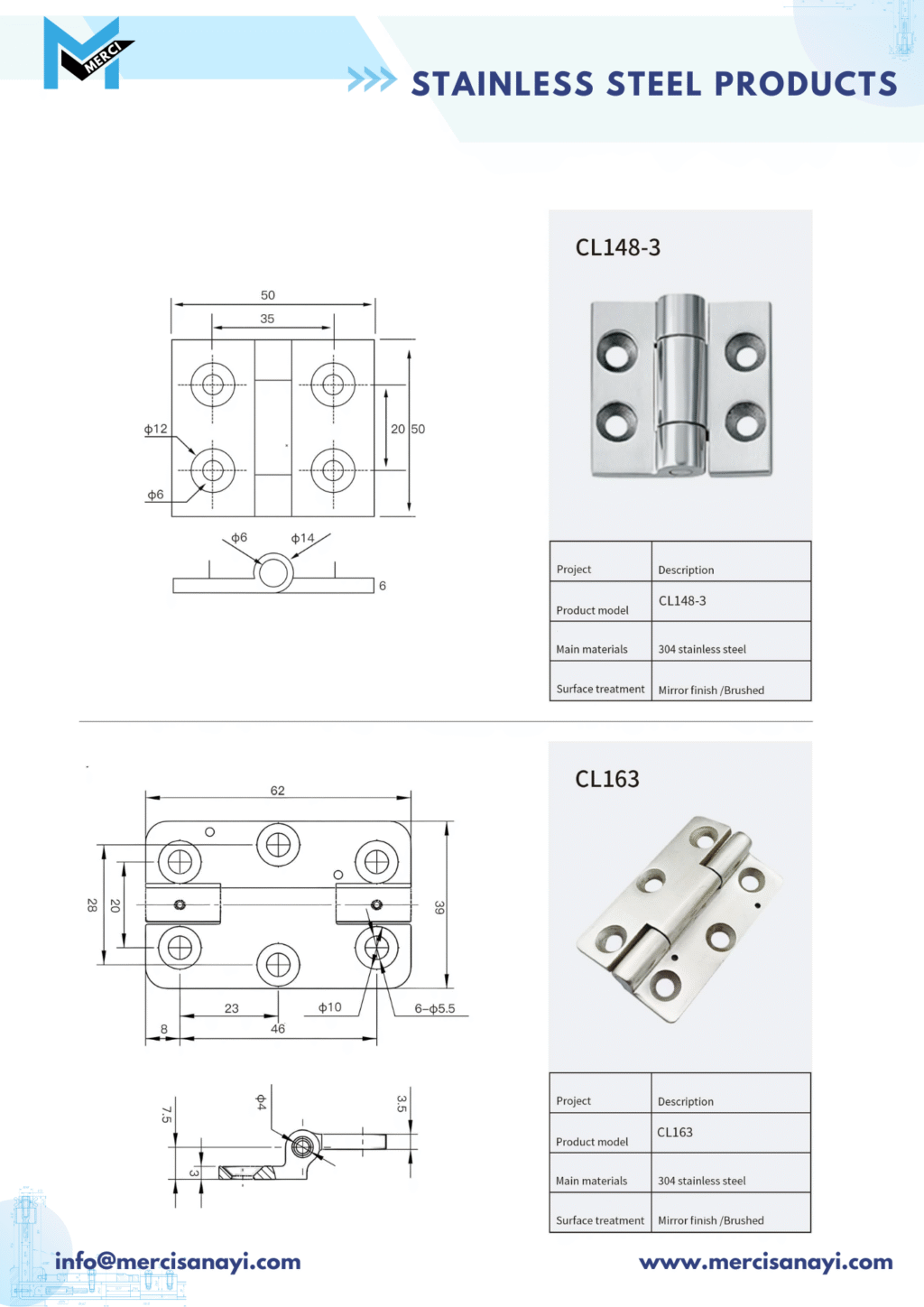 Stainless Steel Products | CL148-3, CL163