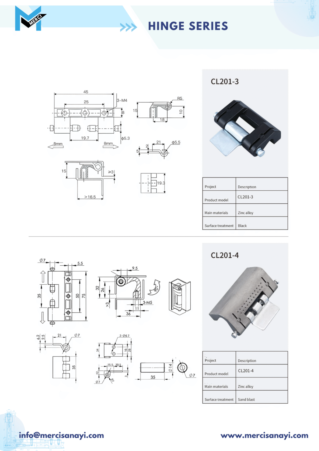 Hinge Series | CL201-3, CL201-4