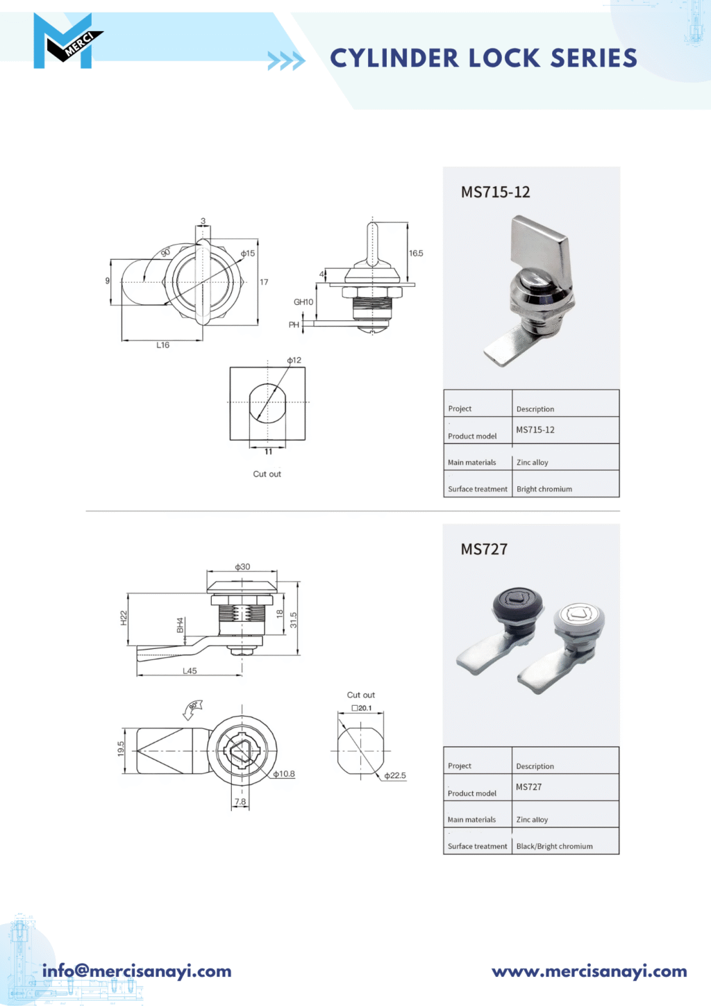 Cylinder Lock Series | MS715-12, MS727