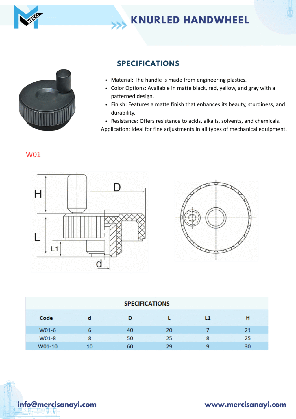 Technopolymer- Diamond Cutted Knob With Handle | W01
