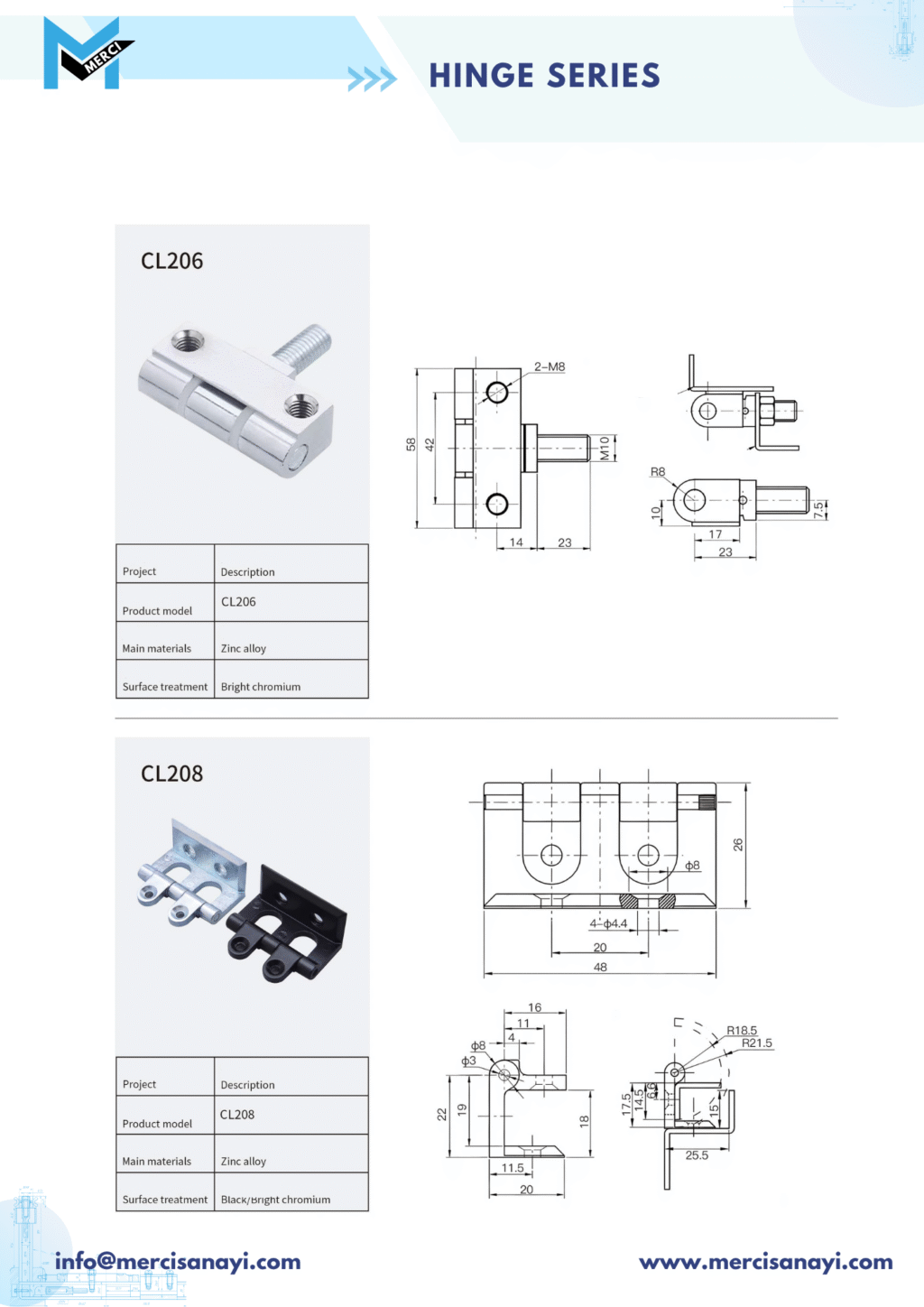 Hinge Series | CL206, CL208
