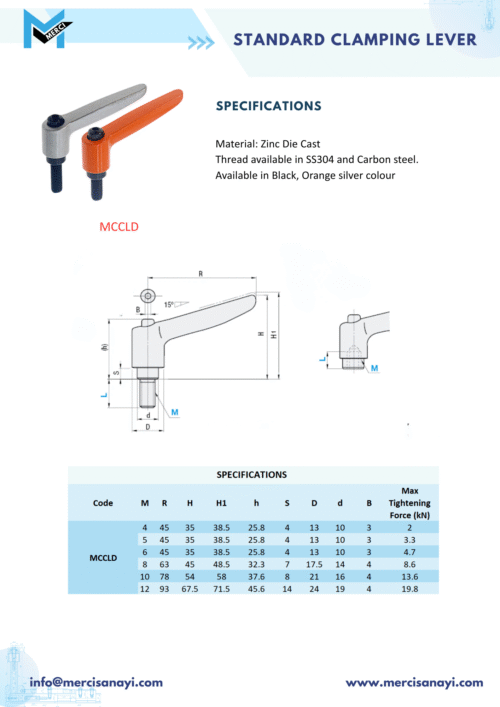 Shop Standard Clamping Lever | MCCLD - merci sanayi