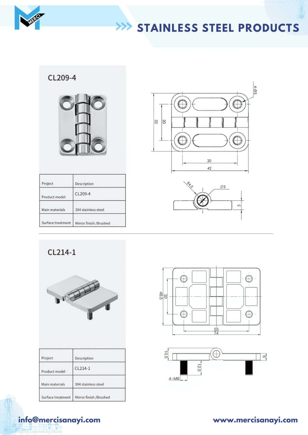 Stainless Steel Products | CL209-4, CL214-1