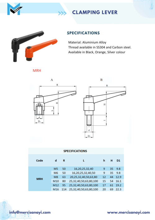 Shop Clamping Lever | MRH - merci sanayi
