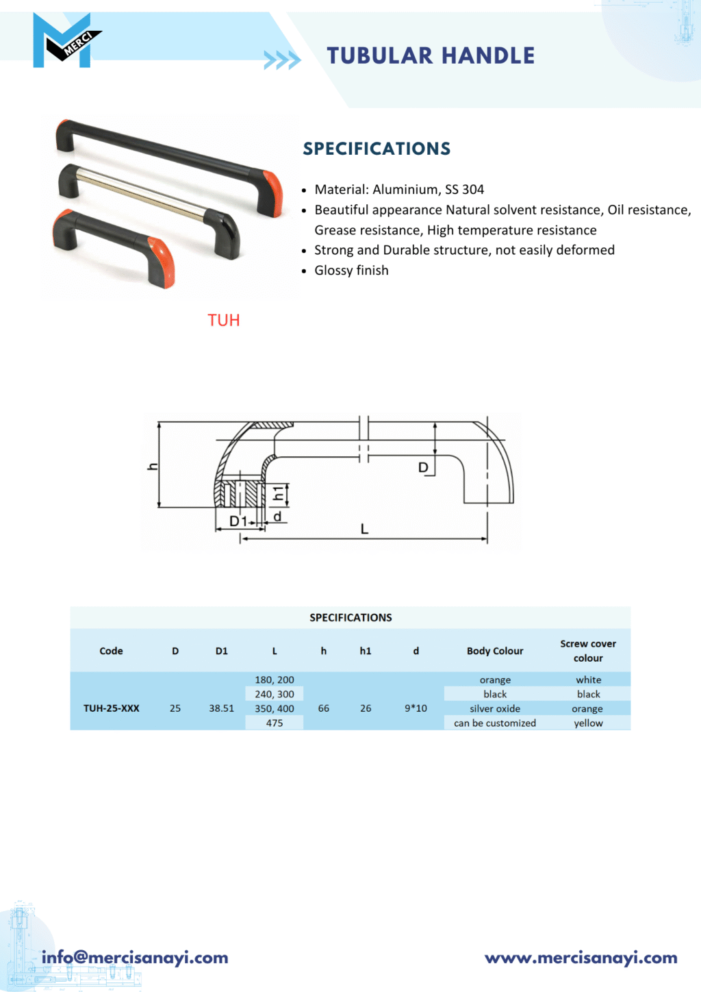Shop Tubular Handle - TUH - Merci Sanayi