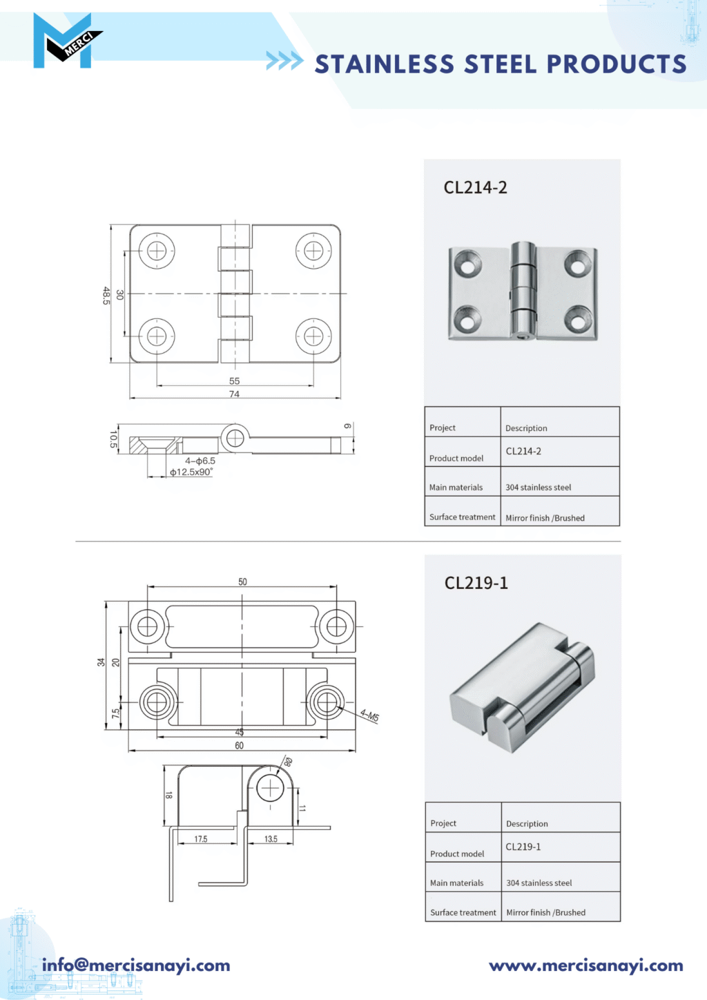 Stainless Steel Products | CL214-2, CL219-1