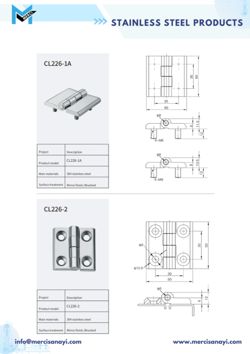 Stainless Steel Products | CL226-1A, CL226-2