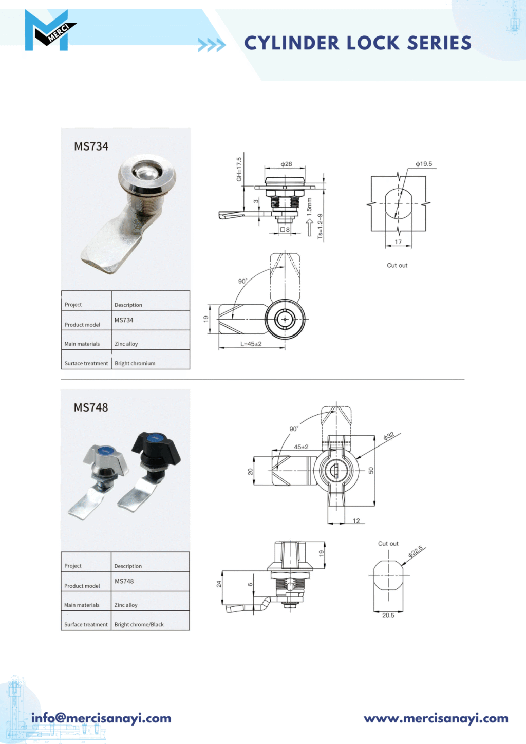 Cylinder Lock Series | MS734, MS748