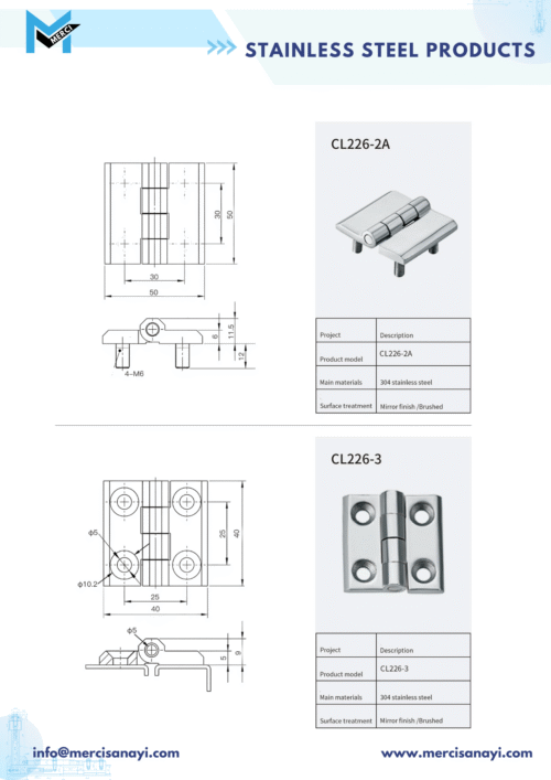 Stainless Steel Products | CL226-2A, CL226-3