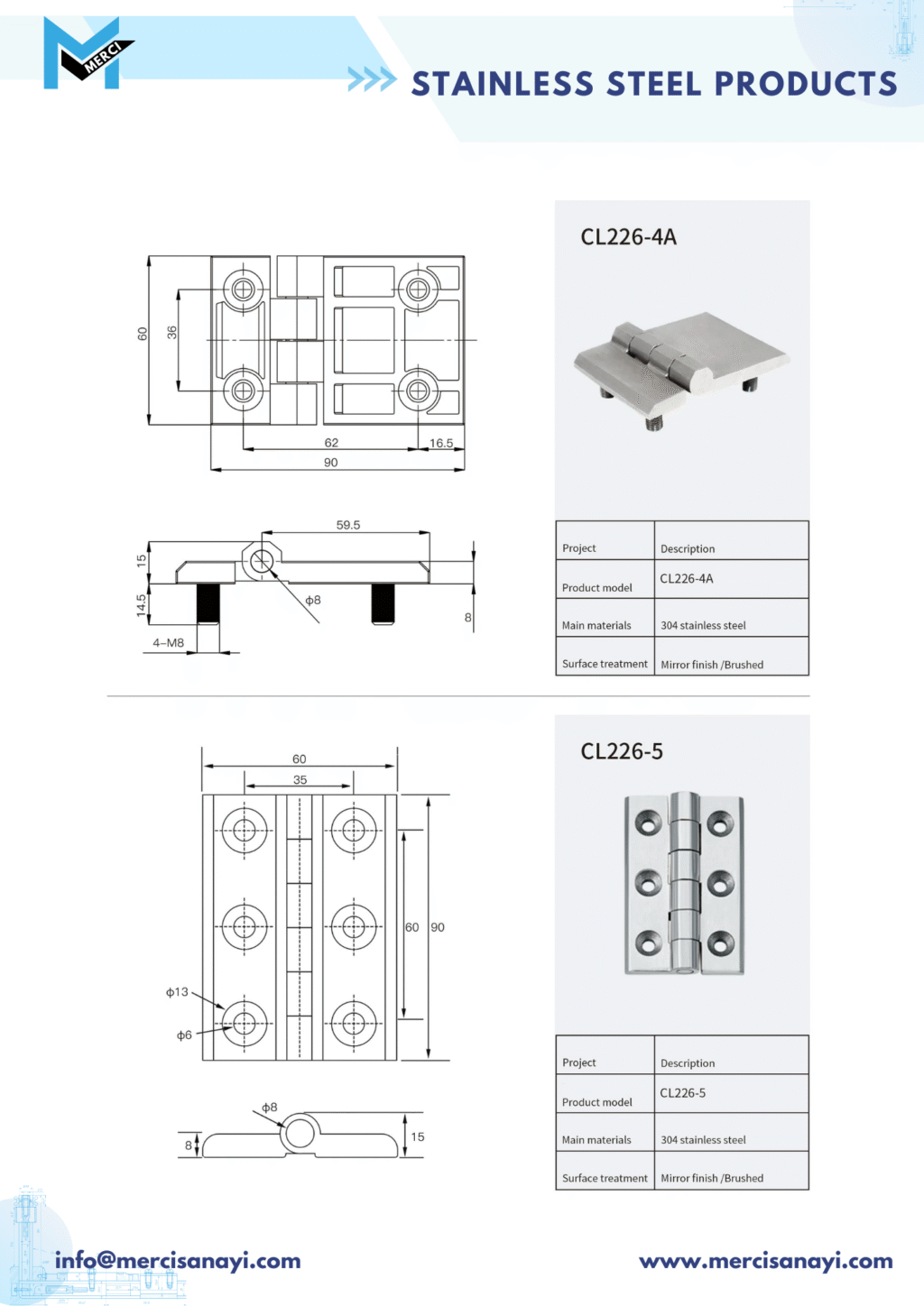 Stainless Steel Products | CL226-4A, CL226-5