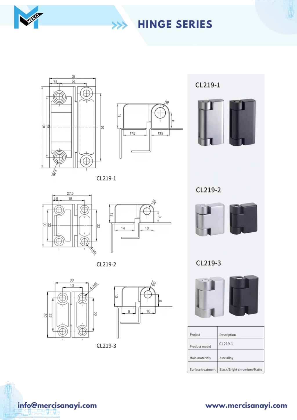 Hinge Series | CL219-1, CL219-2, CL219-3