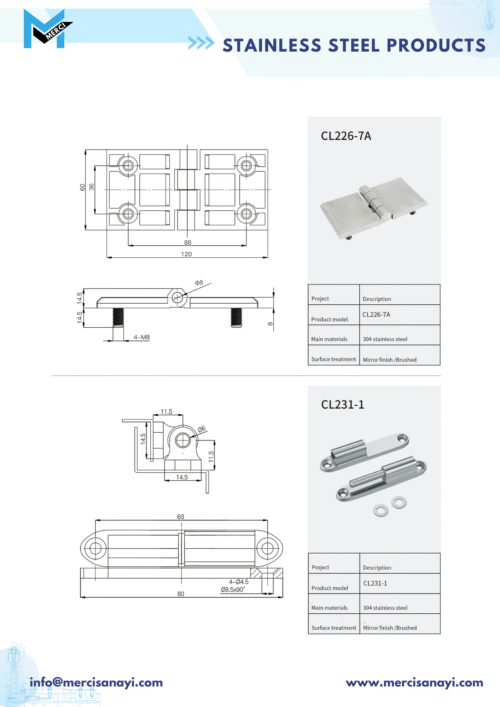 Stainless Steel Products | CL226-7A, CL231-1