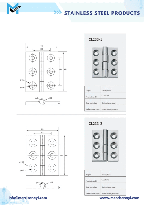 Stainless Steel Products | CL233-1, CL233-2