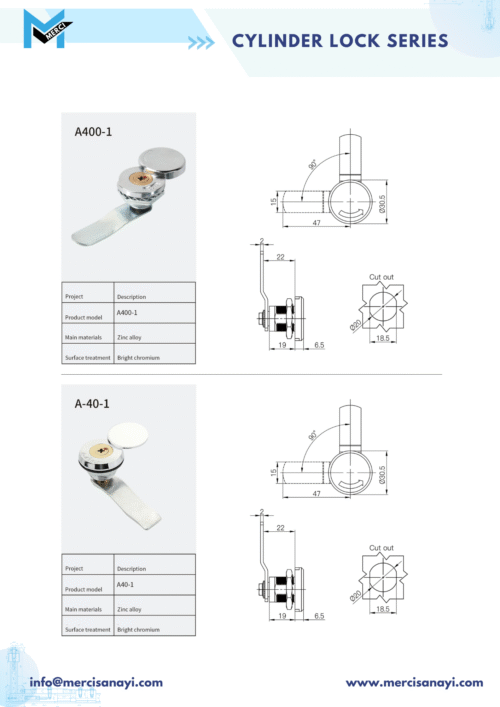 Cylinder Lock Series | A400-1, A-40-1