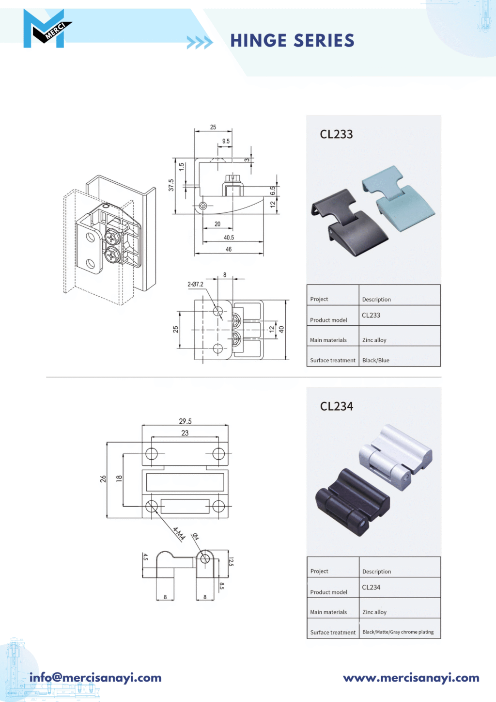 Hinge Series | Cl233, CL234