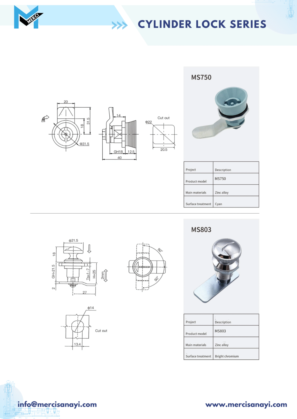 Cylinder Lock Series | MS750, MS803