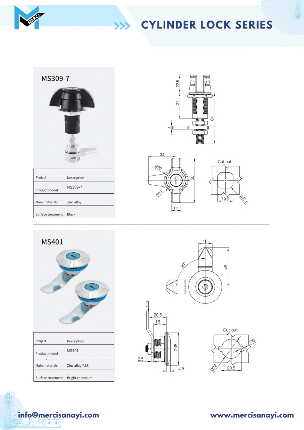 Cylinder Lock Series | MS309-7, MS401