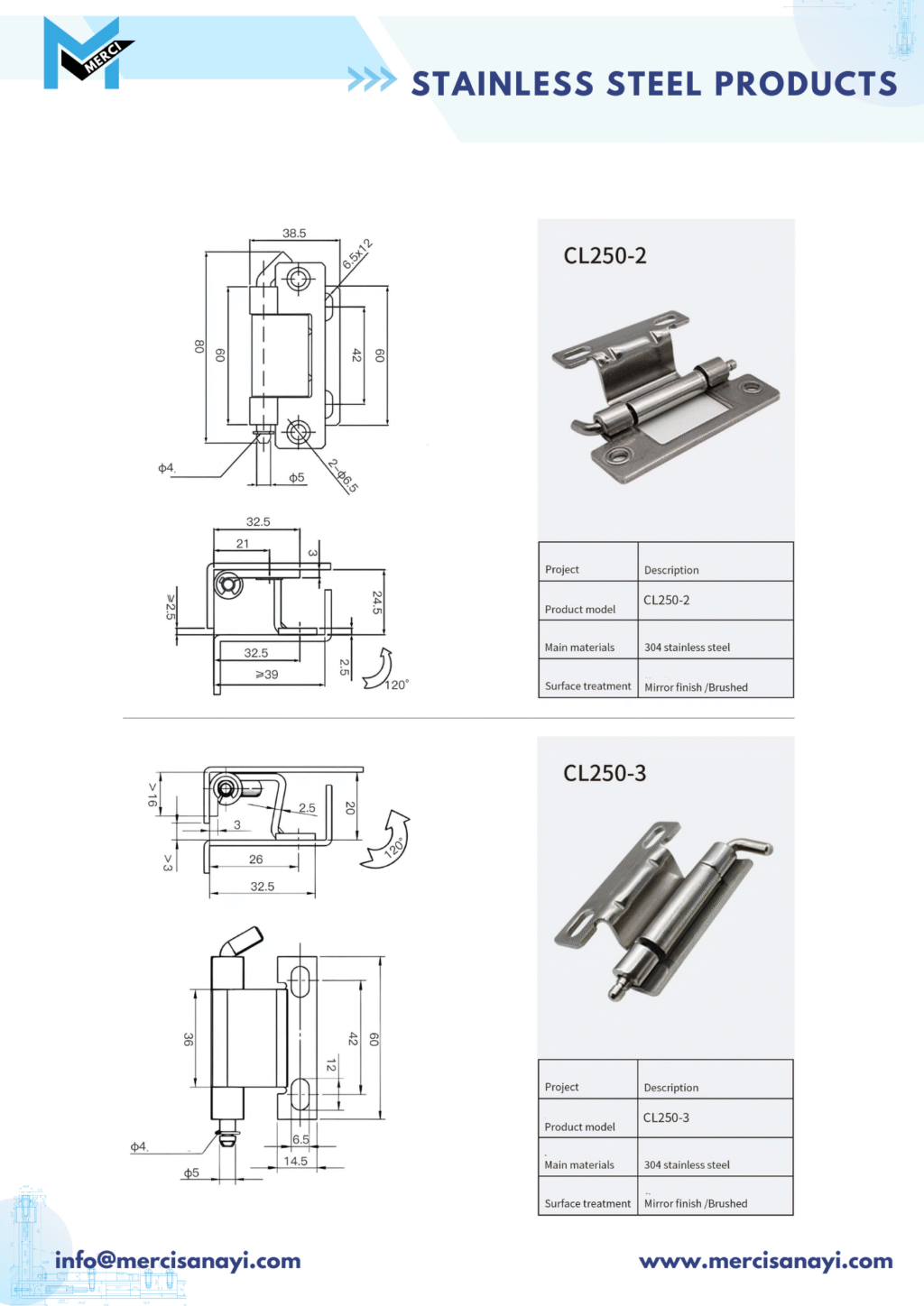 Stainless Steel Products | CL250-2, CL250-3