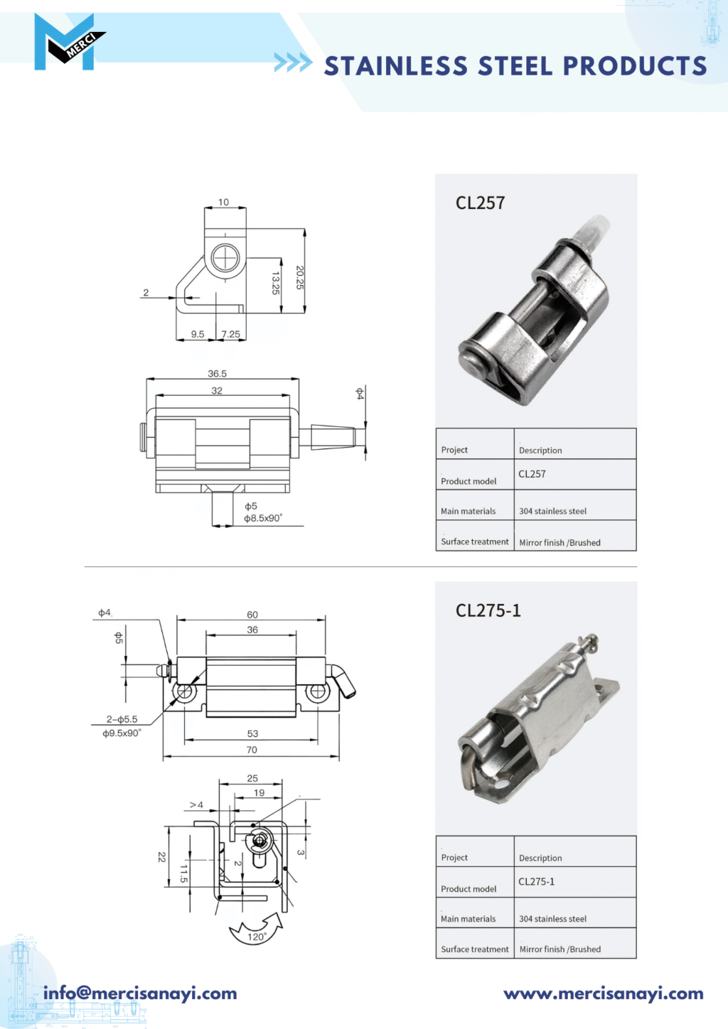 Stainless Steel Products | CL257, CL275-1