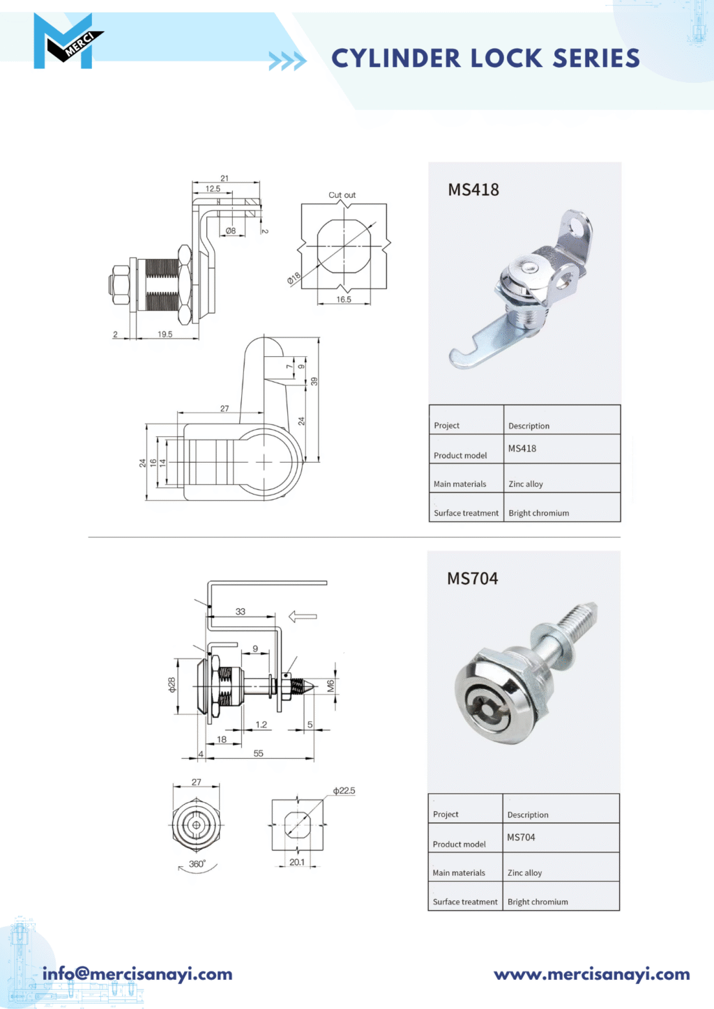Cylinder Lock Series | MS418, MS704