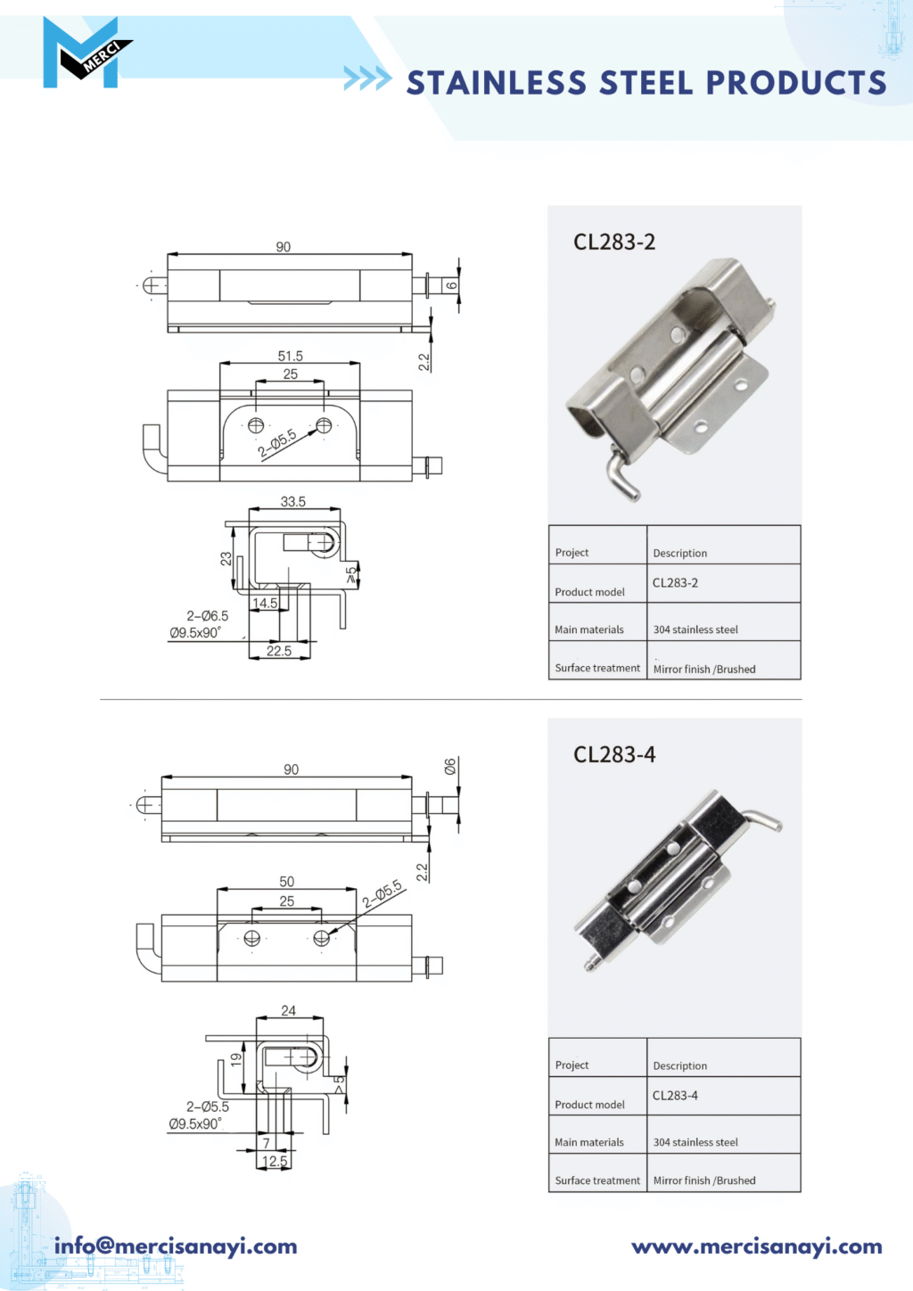 Stainless Steel Products | CL283-2, CL283-4