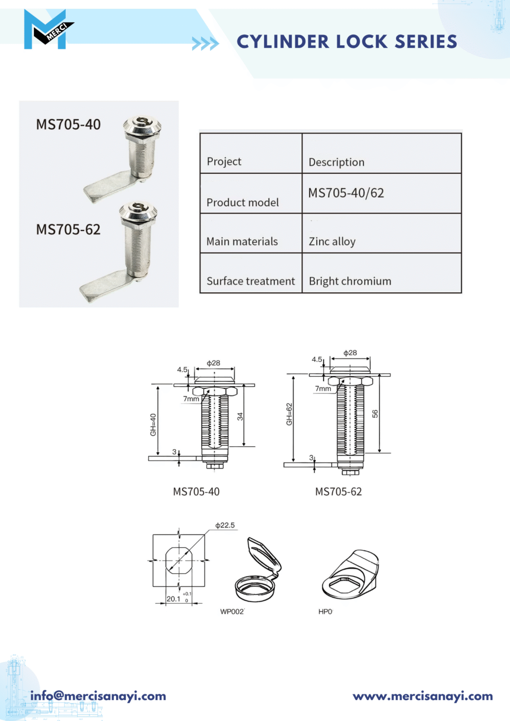 Cylinder Lock Series | MS705-40, MS705-62